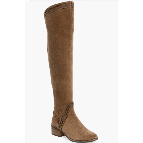 Vince Camuto Shoes - Vince Camuto Taupe Brown Suede Karinda Over the Knee Boot Womens 7.5 US